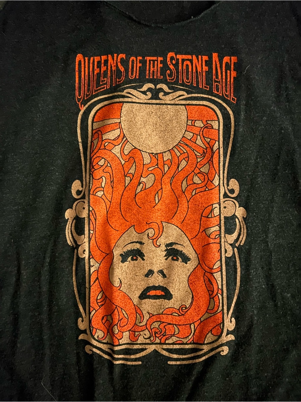Queens of the Stone Age Graphic Tee - Dark Gray & Orange